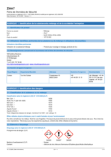 fiche de données de sécurité Zinn 7